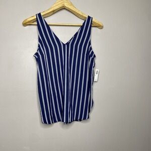 Old Navy Women's Top Blue Striped V‎ Neck Sleeveless Tank Size XS